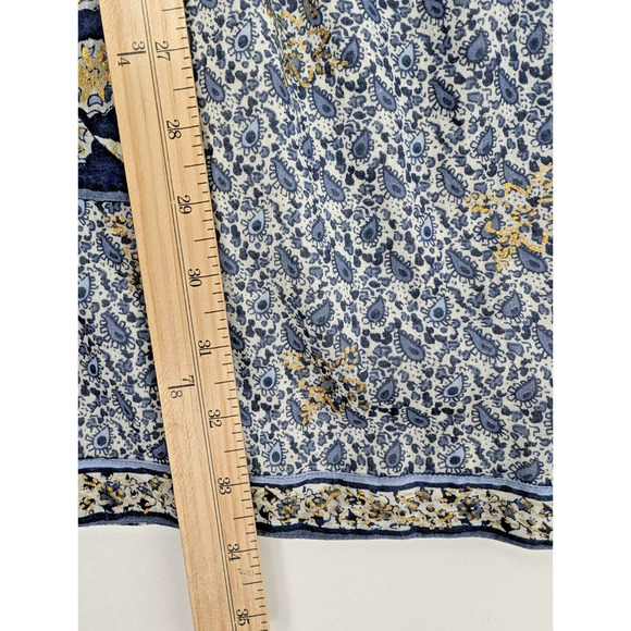 JOIE Almee Blue White Paisley Print Long Sleeve Short Dress Small Tassel Batik - Picture 8 of 8